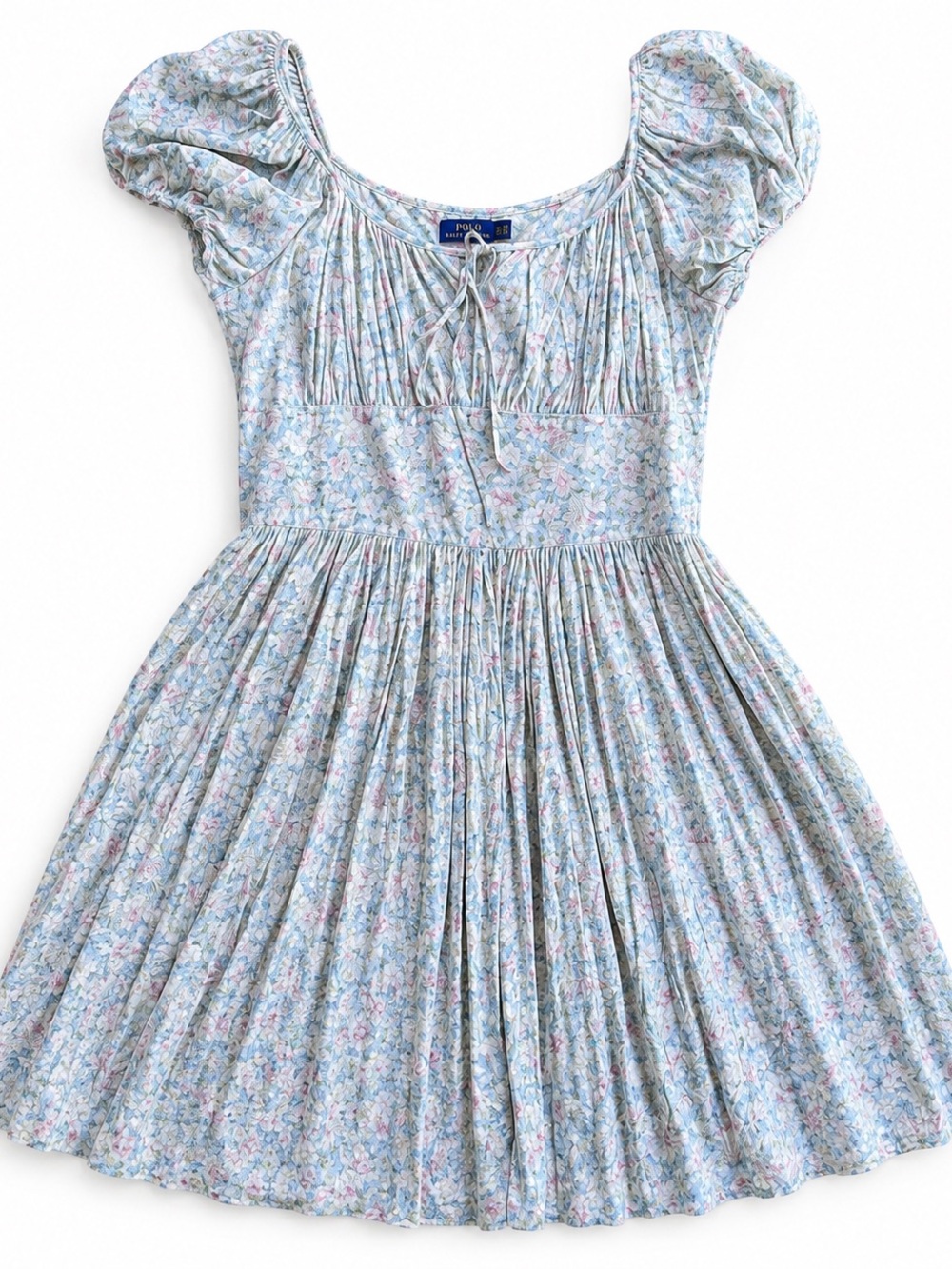 Polo Ralph Lauren Blue Floral Puff Sleeve Dress | Women’s Size 14 | Cottagecore